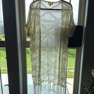 Cream Sheer Kimono with Intricate Accents